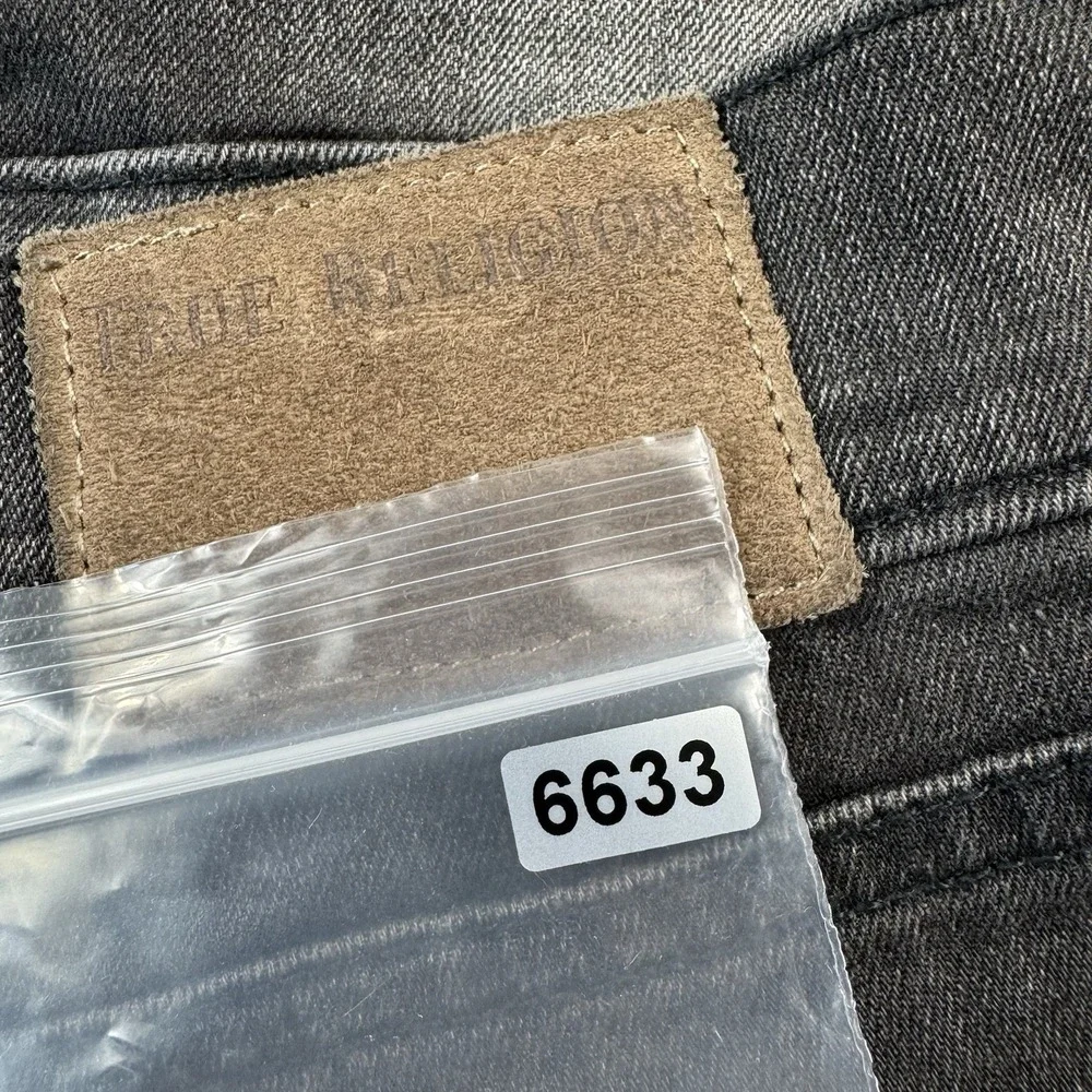 True Religion Distressed Geno‎ Moto Black Relaxed Slim Men's Jeans Size 38x32